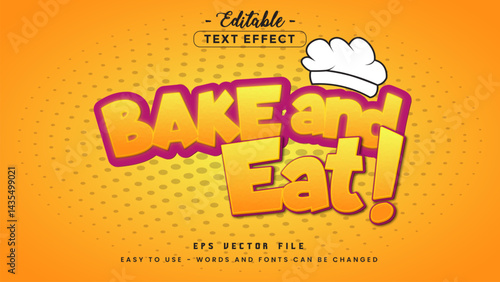 Yellow bake and eat text, editable text effect.