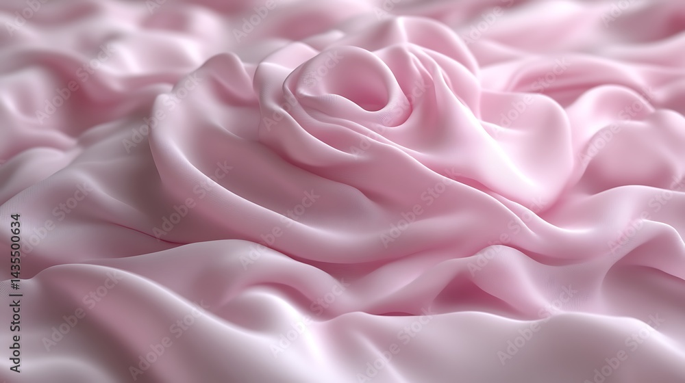 Obraz premium Pink Silk Drape with Swirling Rose.