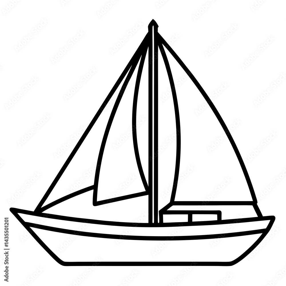 Minimal Sailboat Vector on White Minimal Sailboat Vector on White
