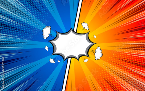 Comic Versus book blank speech bubble background. vector illustration