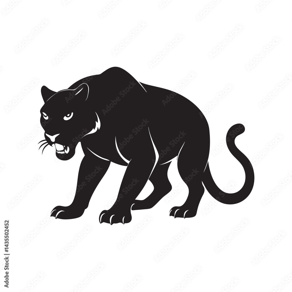 Obraz premium Crouching Panther Hunting Silhouette Vector