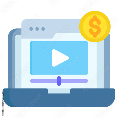 Paid Content Icon. Simple flat color art style icons pack. Vector illustration