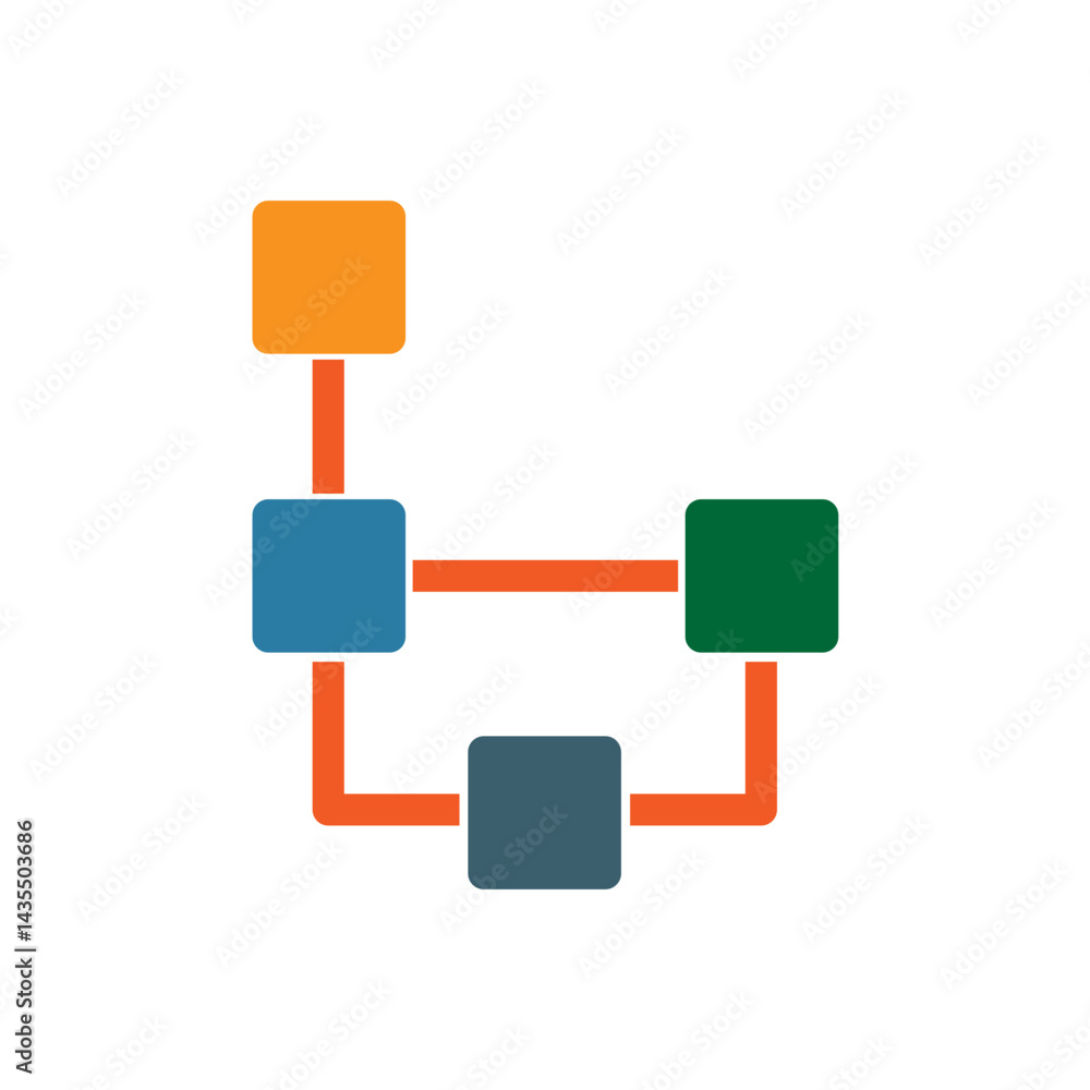 Process flow diagram icon. Vector illustration of business and optimization concept.