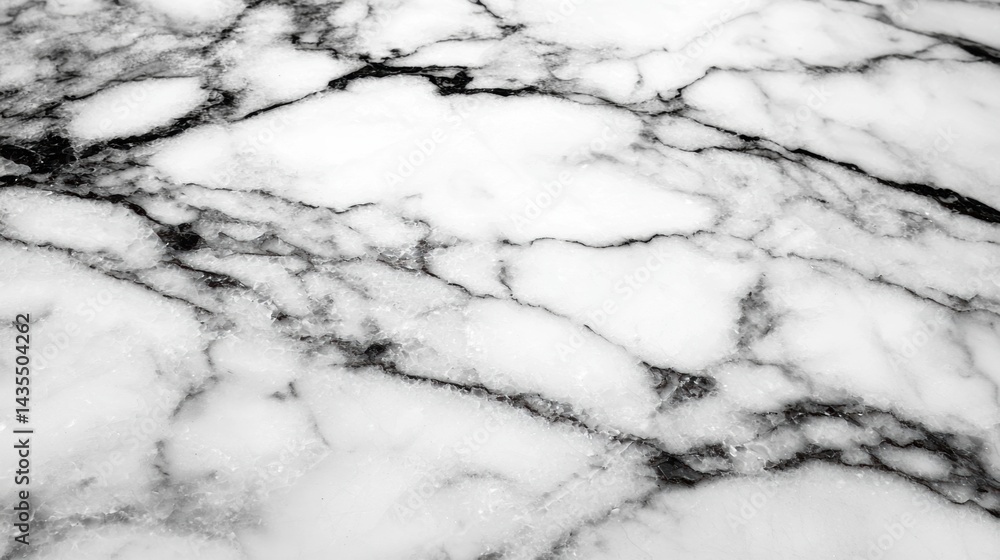 A close-up view of a marble surface with a white and black marble pattern. A close-up view of a marble surface with a white and black marble pattern.