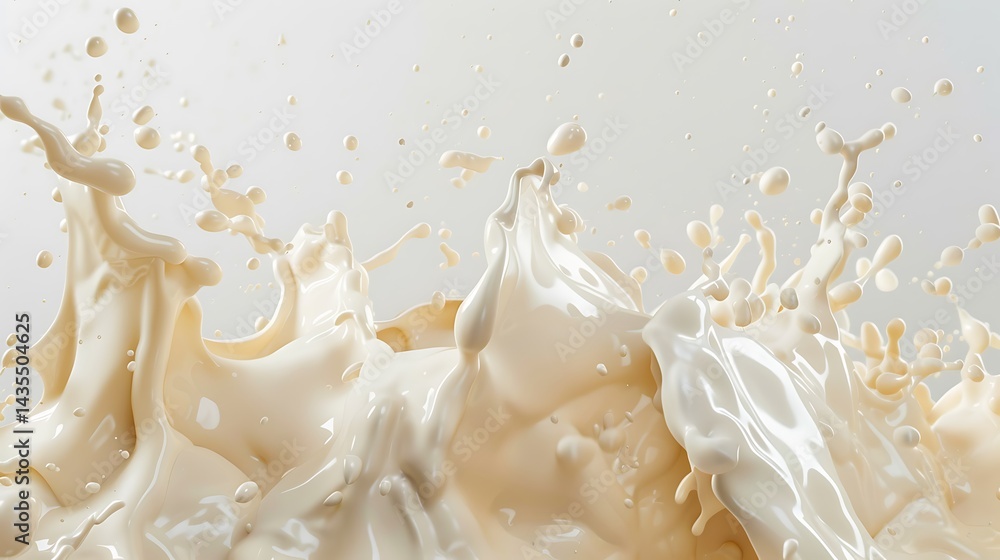A silky splash of vanilla milkshake, creating a beautiful pattern against a bright white background. A silky splash of vanilla milkshake, creating a beautiful pattern against a bright white background.