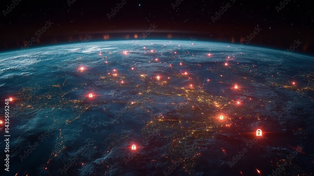 Obraz premium Global City Lights at Night Viewed from Space