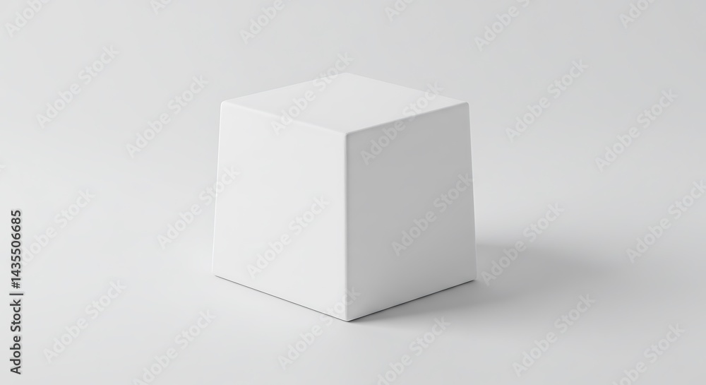 Minimalist White Cube Object on Neutral Background Minimalist White Cube Object on Neutral Background