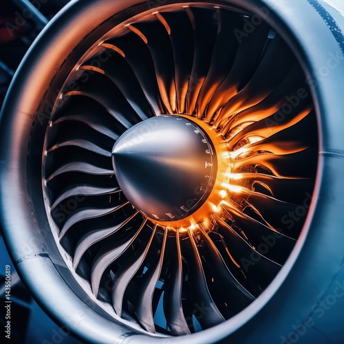 Obraz na płótnie Modern aircraft engine using sustainable aviation fuel. Future-ready clean energy solutions in aerospace transport, innovation, and advanced propulsion design. Carbon-reducing aviation fuel technology w salonie