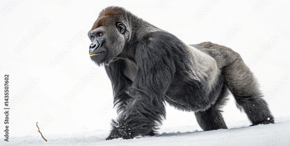 Obraz premium Majestic Gorilla Photo White Background