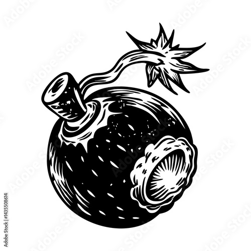 A glyph style illustration of a cannon ball