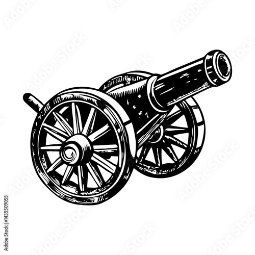 A glyph style illustration of a cannon weapon