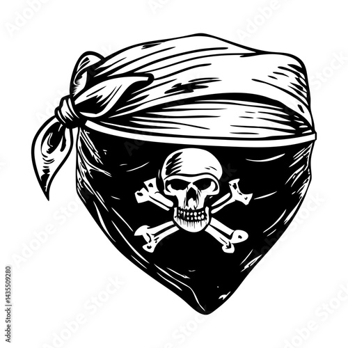 A vintage style illustration of pirate bandana
