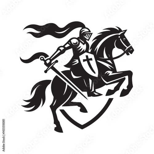 Heroic Knight Emblem with Sword and Shield