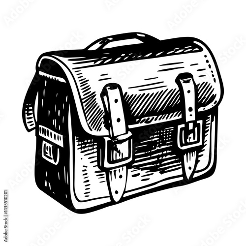 A sketchy style illustration of satchel bag