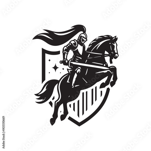 Heroic Knight Emblem with Sword and Shield