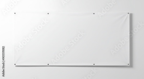 Blank White Vinyl Banner Hanging on Wall, Advertisement Space