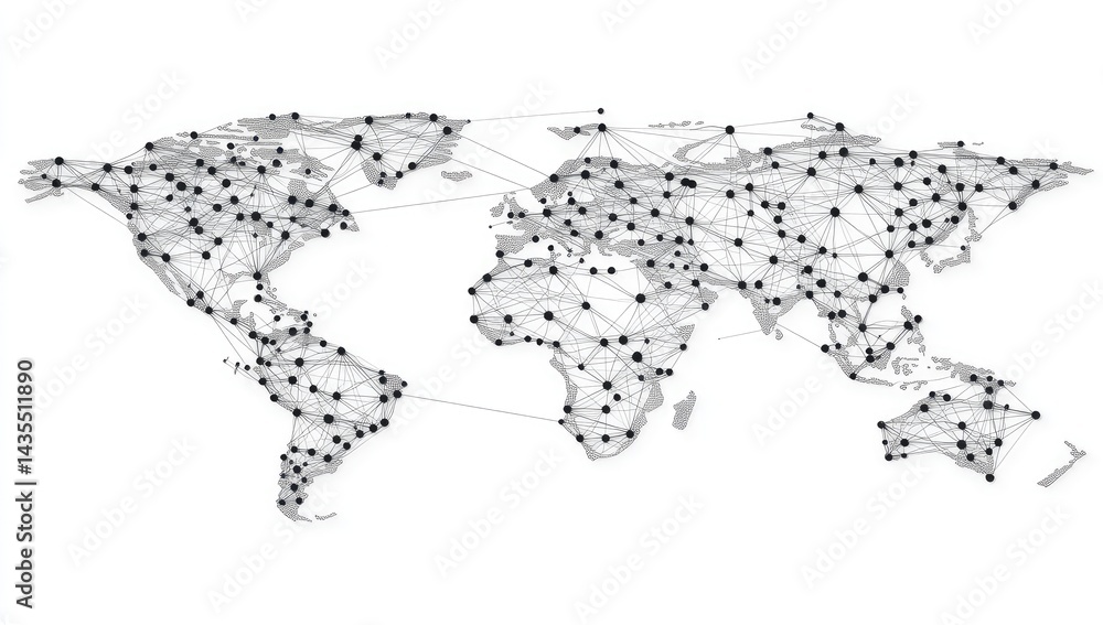 Fototapeta premium Global network map illustrating interconnectedness