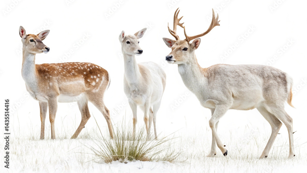 Fototapeta premium Majestic Deer Standing on White Background
