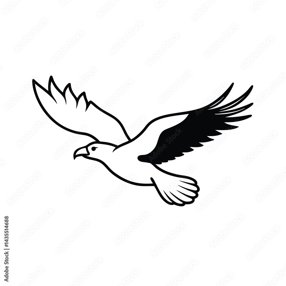 Obraz premium Vulture in Mid Flight Vector Detailed Wing Design