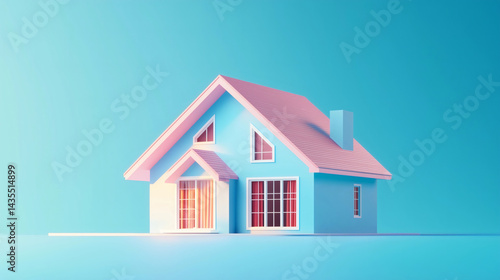 Wallpaper Mural Miniature Pink House Model on Light Blue Background for Real Estate Marketing Torontodigital.ca