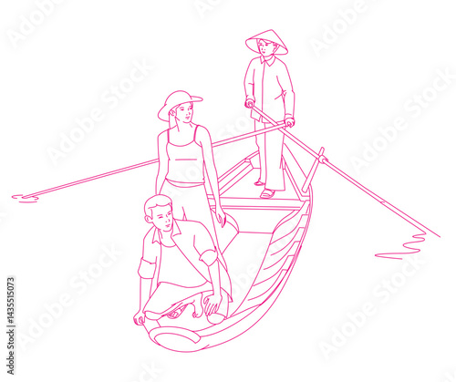  Small group of people on boat, Vietnam