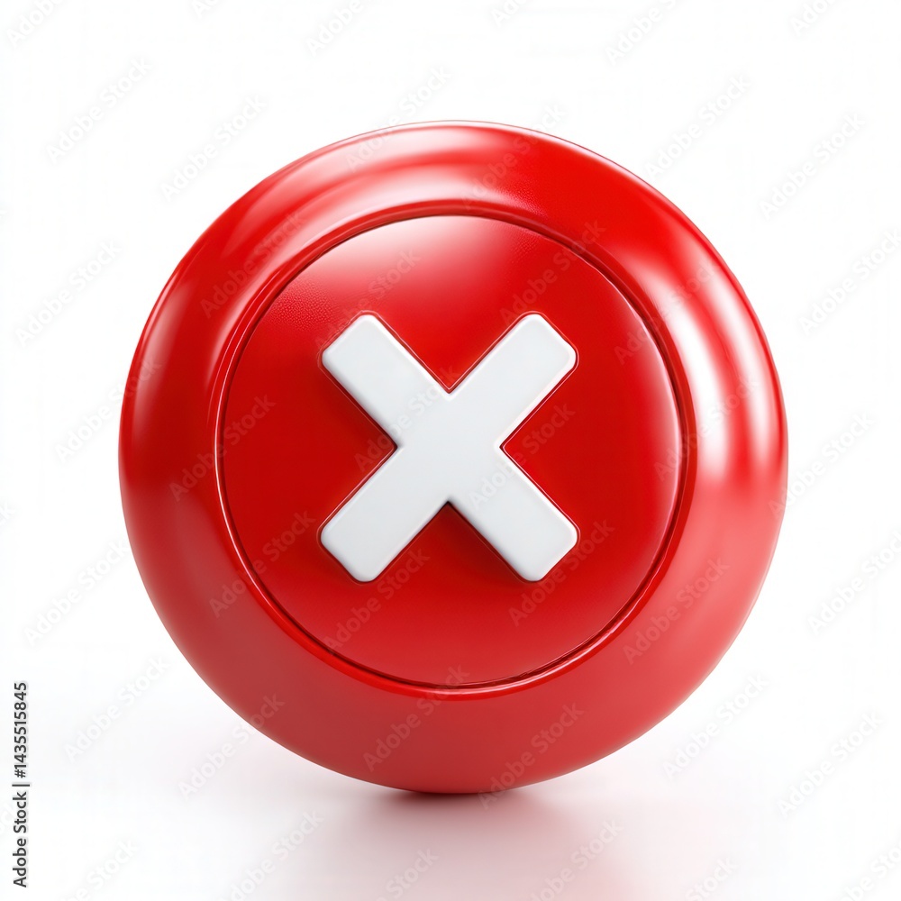 Obraz premium Red circle with white cross symbol isolated on white background