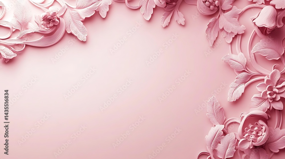 Fototapeta premium Pink Floral 3D Ornament Frame.