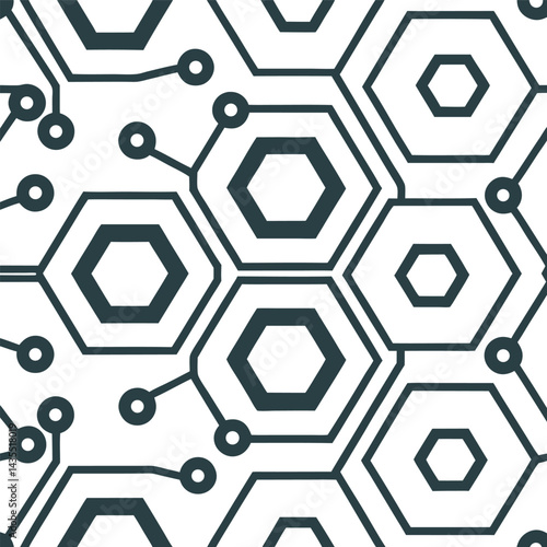 Seamless blue hexagon pattern vector design features a geometric 3D structure for digital wallpaper and web decoration