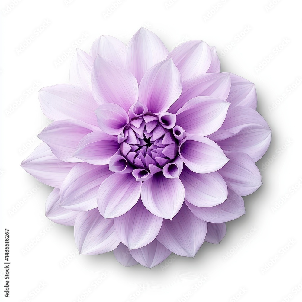 Fototapeta premium Close Up of a Light Purple Dahlia Flower on White Background