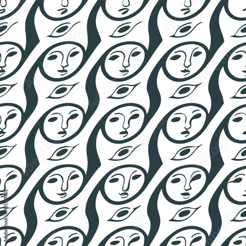 Vector seamless floral pattern design showcases ornate swirls and leaf elements in a vintage style