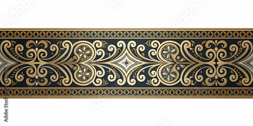 Golden Ornamental Border Divider Isolated on Transparent Background