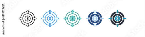 Target Icon In Different Style Vector