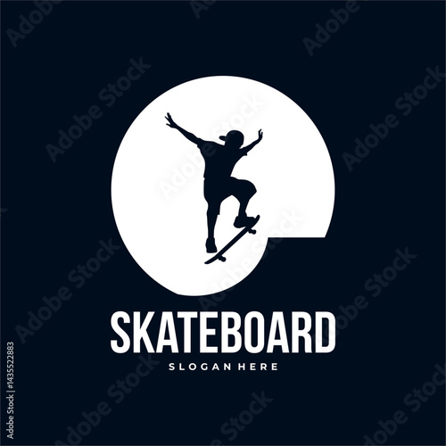 vector skateboard skater boy logo silhouette