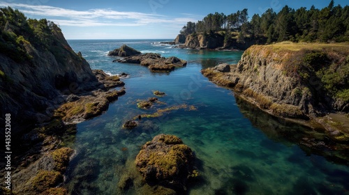 Breathtaking Coastal Landscape of Mendocino, Showcasing California's Scenic Ocean and Tide Pools
