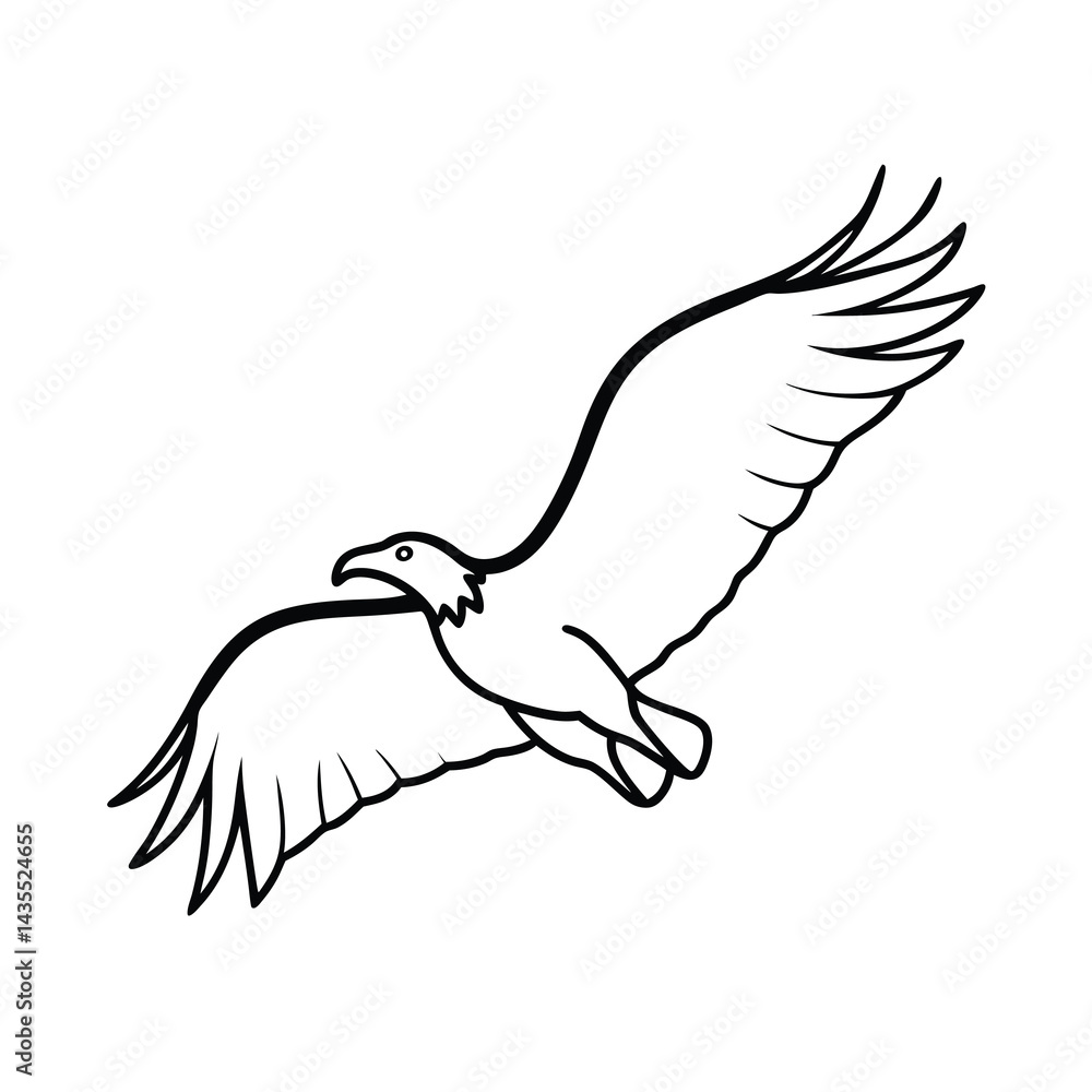 Obraz premium Vulture in Mid Flight Vector Detailed Wing Design
