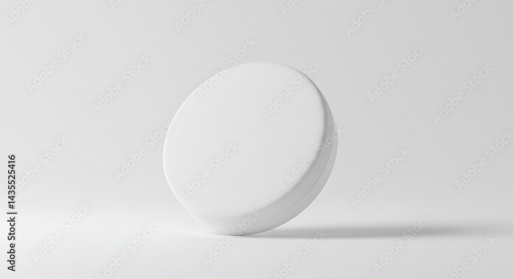 Round White Object Leaning Against White Backdrop Studio Shot Round White Object Leaning Against White Backdrop Studio Shot