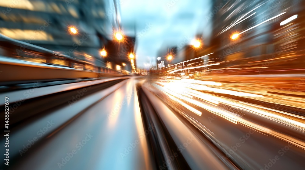 Blurred City Night Lights Streaks Dynamic Motion Driving Scene Blurred City Night Lights Streaks Dynamic Motion Driving Scene