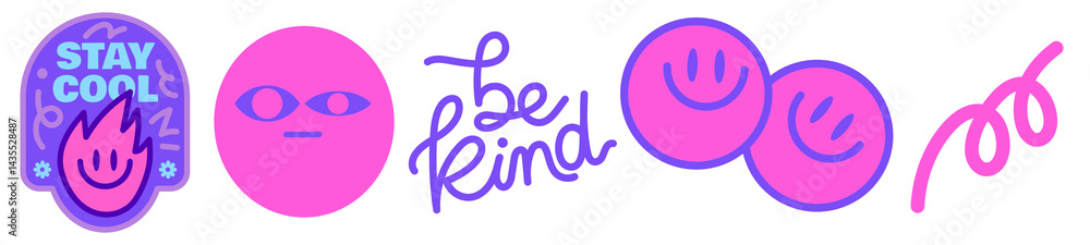 PNG Vibrant playful pink graphic stickers., elements on transparent background PNG Vibrant playful pink graphic stickers., elements on transparent background