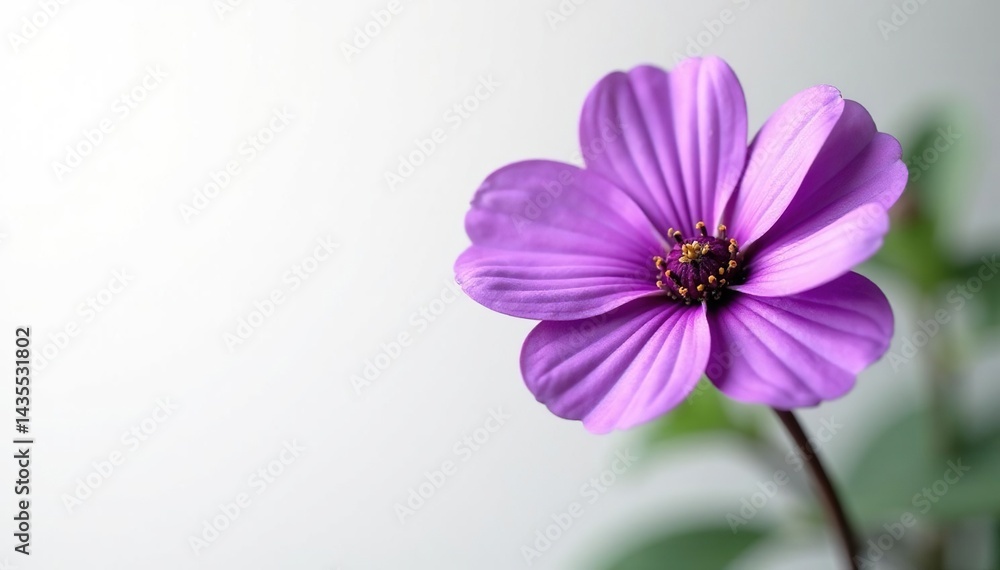 Fototapeta premium Single purple flower, isolated on white background, violet, vibrant