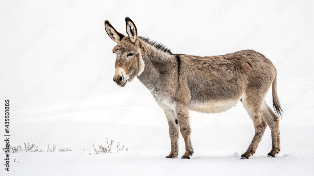 Fototapeta premium Realistic Donkey Profile on White