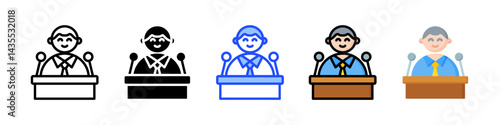 Public Speaking Icon Collection With Multiple Styles