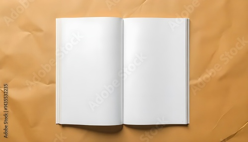 Folded zine cover mockup with editable design area, placed on wrinkled brown paper background