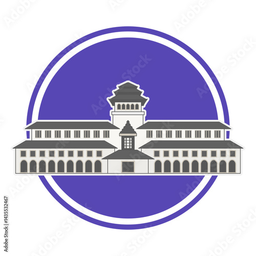 Bandung Landmark Illustration Gedung Sate Minimalist Vector Design