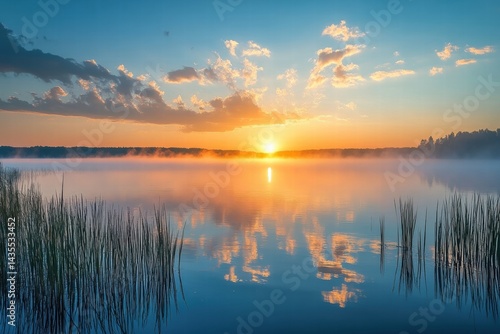 Wallpaper Mural Serene lake with green forest and rocky peaks Torontodigital.ca