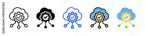 Cloud Service Icon Collection With Multiple Styles