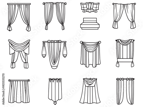 Custom-Made Curtains line art icon modern interior design