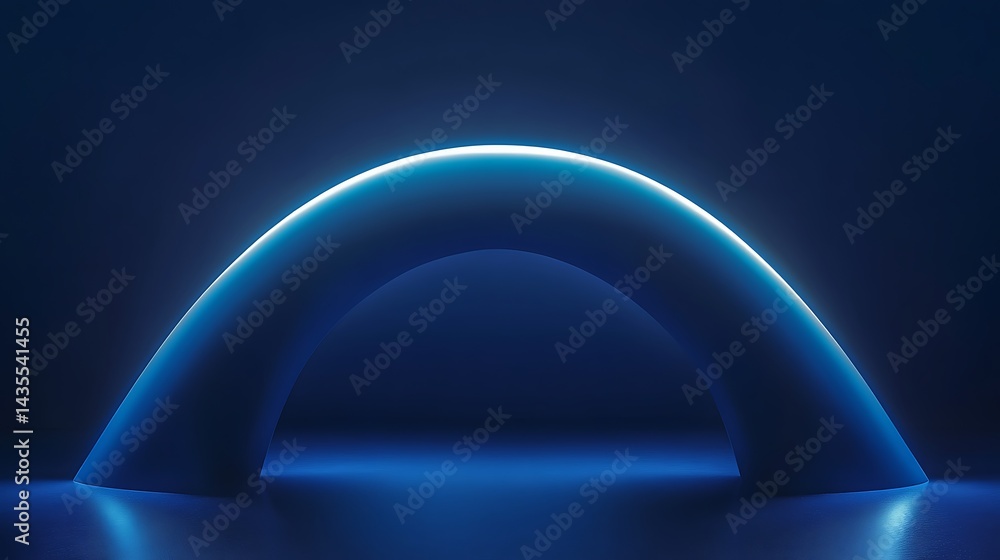 Abstract archway illuminated by glowing blue light. Abstract archway illuminated by glowing blue light.