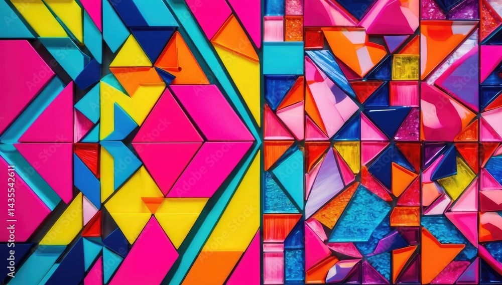 Abstract geometric mosaic, vibrant colors, perfect tiling , surface, modern, texture Abstract geometric mosaic, vibrant colors, perfect tiling , surface, modern, texture