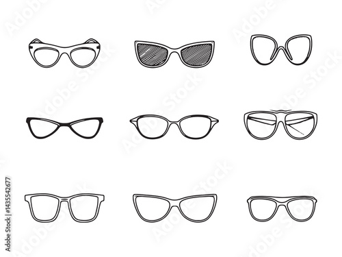 Designer Sunglasses line art icon minimalist fashion illustration