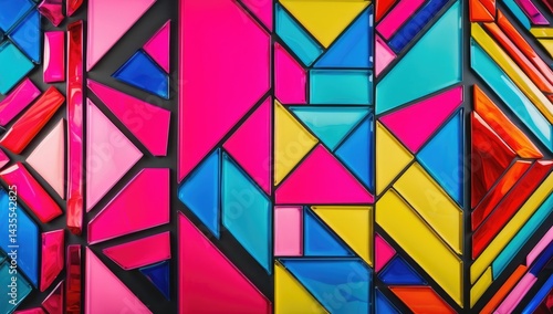 Abstract geometric mosaic, vibrant colors, perfect tiling , surface, modern, texture